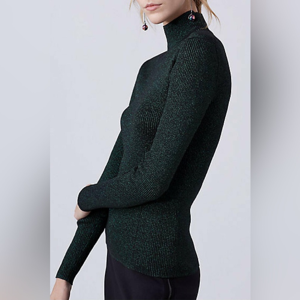 DVF Tess Metallic Sweater in Black & Green